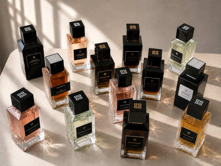 The full Givenchy La Collection Particulière lineup arranged in afternoon light